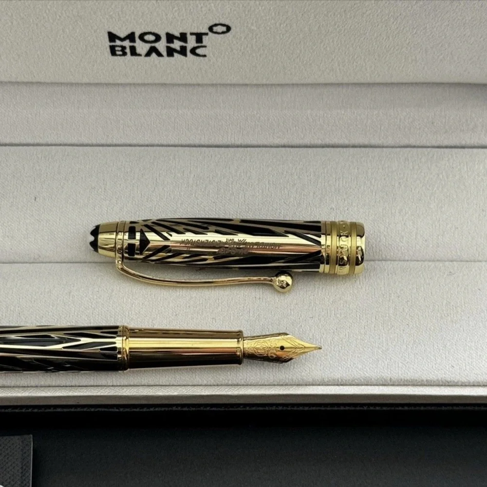 Montblanc Zebra Pattern Gold and Black Fountain Pen